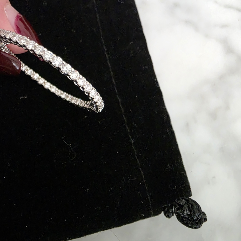 Single Diamond 14k White Gold Hoop Earring